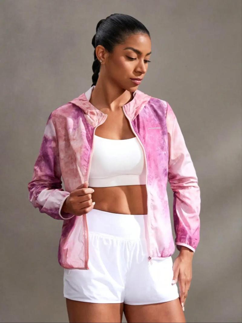 Product Introduction of Women's All Over Print Zip Up Hooded Skiing Jacket, Casual Long Sleeve Outerwear for Fall & Winter, Ladies Sportswear for Indoor Outdoor Wear 1
