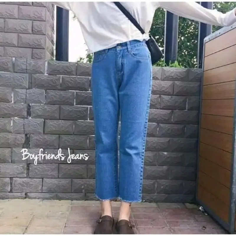 celana jeans wanita Polos rawis bawah Panjang Tebal Variasi Cewek 2