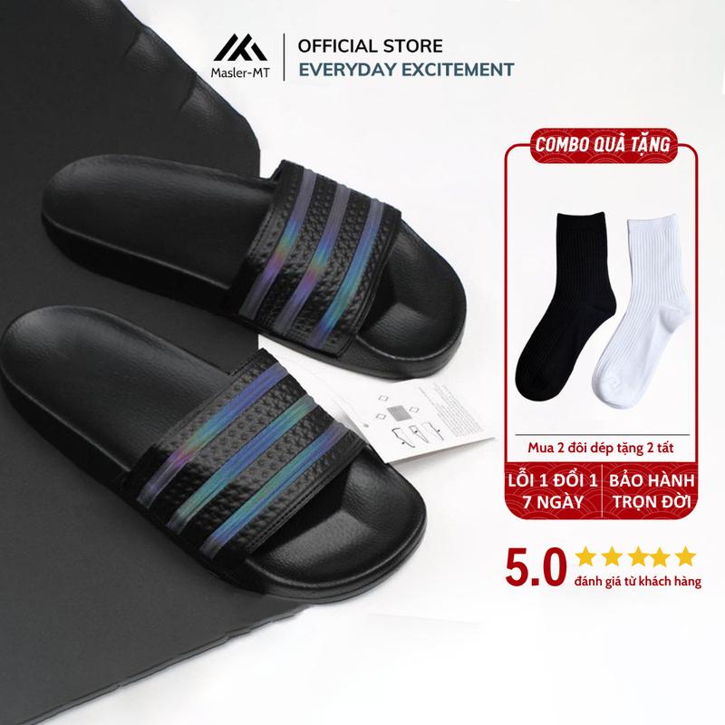 Dép quai ngang nam nữ phản quang Unisex Slipper M Masler-MT 3 sọc đế đi êm chân và chống trượt PQ1