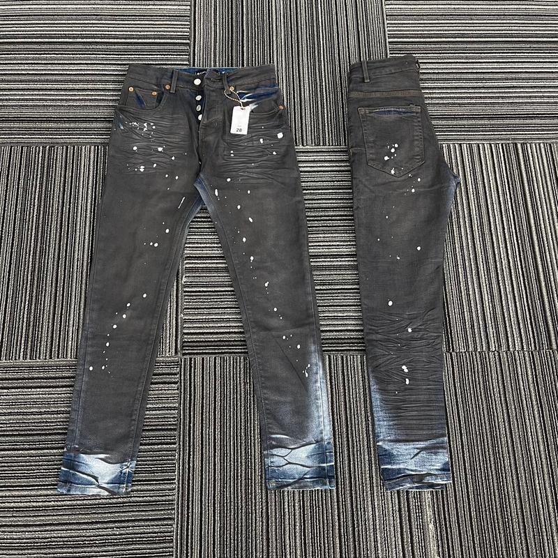 Quần jean pơ pồ màu xi măng xám vẩy sơn trắng wash xanh chân Menswear Nam Pants