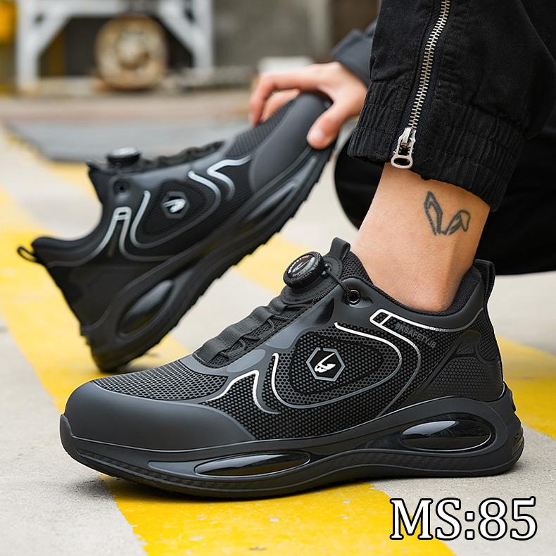 Giày bảo hộ thể thao chống đinh trơn trượt dập ngón khóa vặn chính hãng nam kèm lót khử mùi Shoes Cao Su Đế Bằng