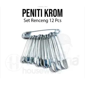 (baru) PENITI 12pcs Stainless Original / Safety Pin Hijab Silver [PER RENTENG, 12 PCS]