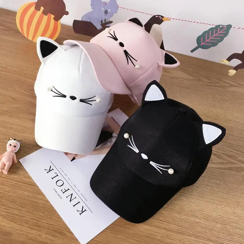 Matching Mother-Daughter Hats - Korean Style Cat Ear Baseball Cap for Summer, Women's and Kids' Adjustable Snapback Hat, Trendy Unisex Dad Hat for All Seasons