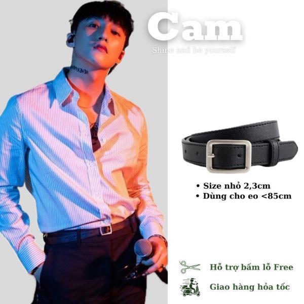  Dây thắt lưng Nam Nữ bản nhỏ Sơn tùng 2.3cm đục lỗ may viền Thắt lưng dây nịt nam nữ Camcamvintage. ST03 