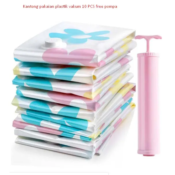 Kantong pakaian plastik vakum 10 PCS free pompa