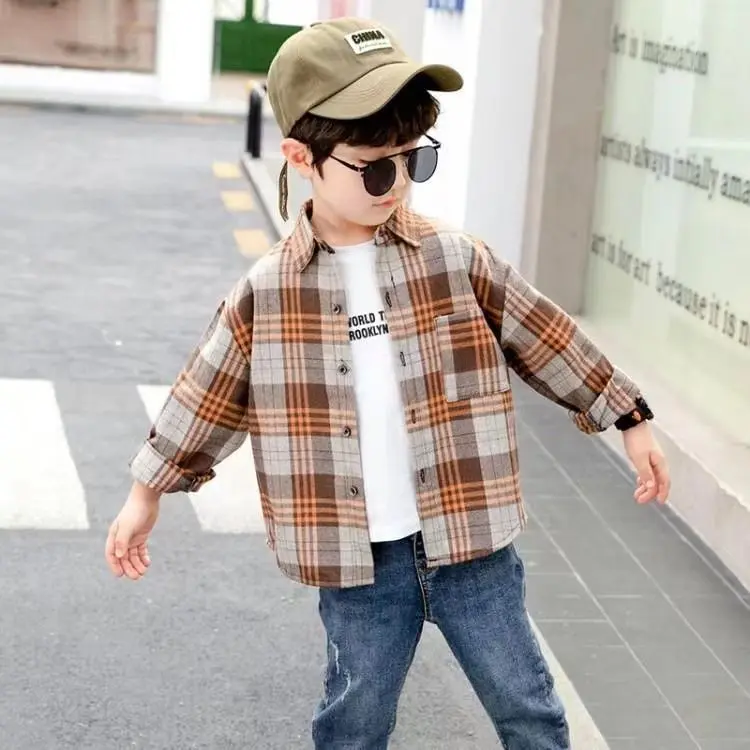 Áo Sơ Mi Kẻ Sọc Cho Bé Trai, Quần Áo Trẻ Em, Dài Tay, Thích Hợp Cho Mùa Xuân Và Mùa Thu, Trung Và Lớn, Áo Sơ Mi Mùa Thu, Thời Trang, Phong Cách Hàn Quốc, Hàng Mới Về 2024 6