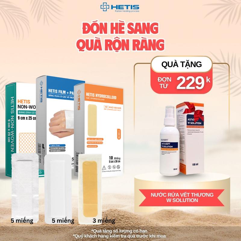 Set Gạc TIÊN TIẾN HETIS cho mẹ sau sinh mổ, các bạn tiểu phẫu tiện lợi, chống nước, làm giảm sẹo, thấm dịch (Set tiện lợi 3 loại gạc)