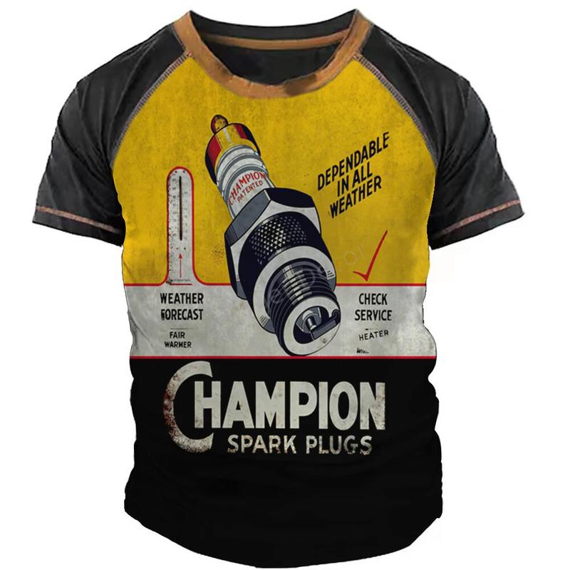 2568 Men's Vintage T-Shirt 3d Castrol Short Sleeve Tops Oil Fashion Men's Motorcycle T-Shirt Plus Size T-Shirt 4
