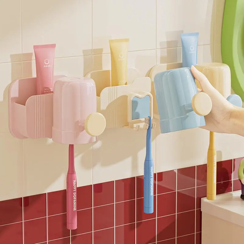 Wall Mounted Toothbrush Holder, 1 Count  Punch Free Toothbrush Storage Rack, Bathroom Storage Rack, Toothbrush Holder for Bathroom 7