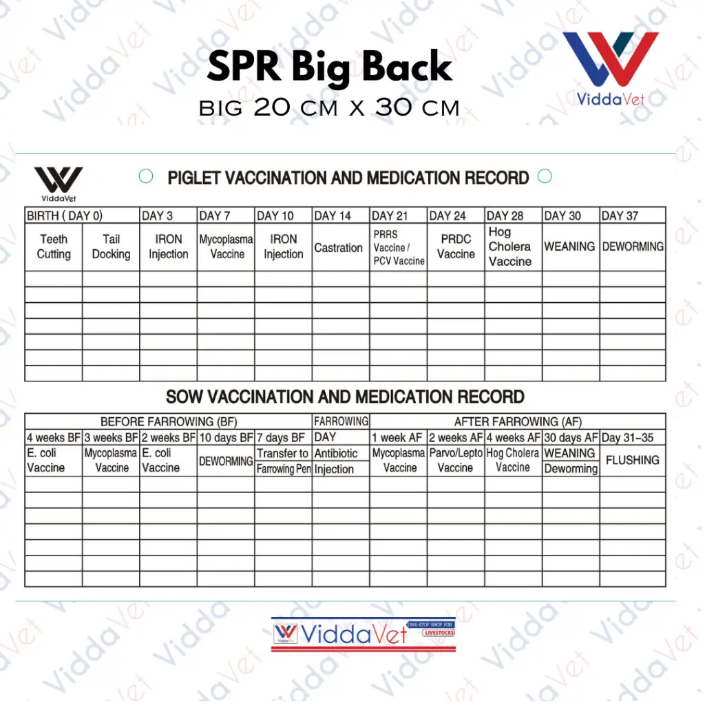 Sow Card.pdf Viddavet Sow Performance Card PVC material Durable Health record Piglet ...