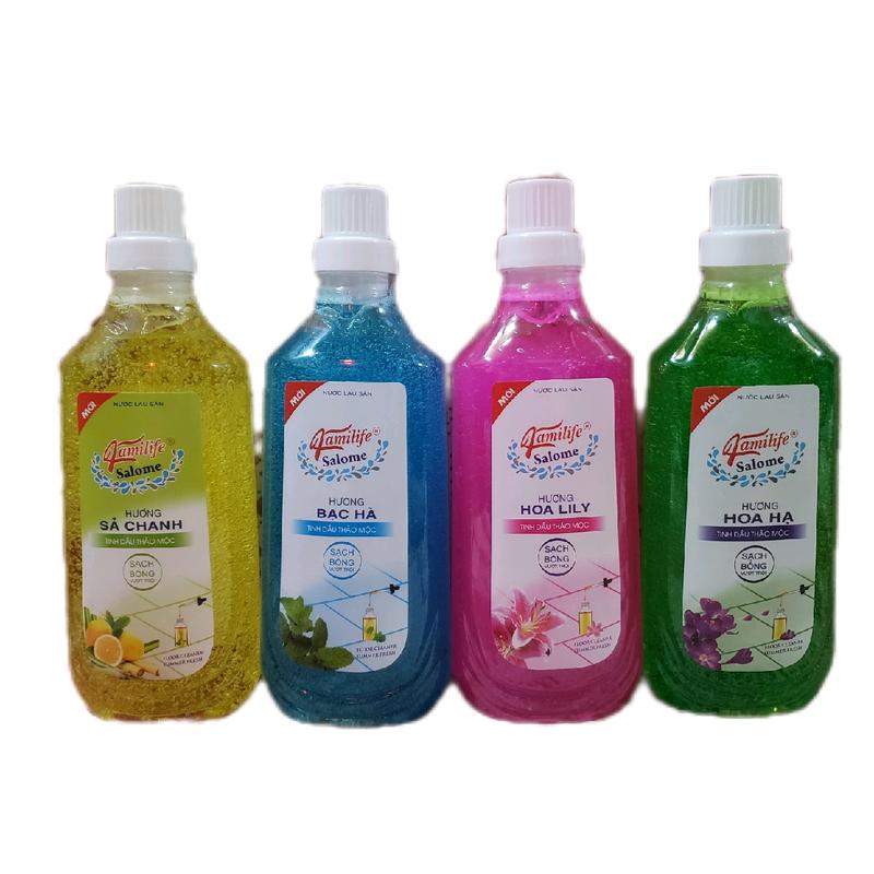 Combo 4 chai Nước Lau Sàn Tinh Dầu Thảo mộc Familife - Hoa Hạ Lily Bạc Hà Sả Chanh 1000ml chai Làm Sạch nuoc lausan dodung giadung
