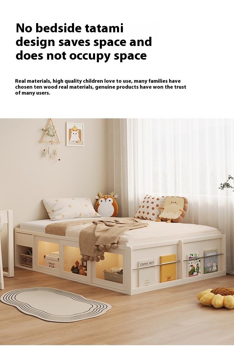 Product Introduction of [Pre-order]Children's small-sized bedroom one meter two children's storage high box bed, milk oil wind single bed 6
