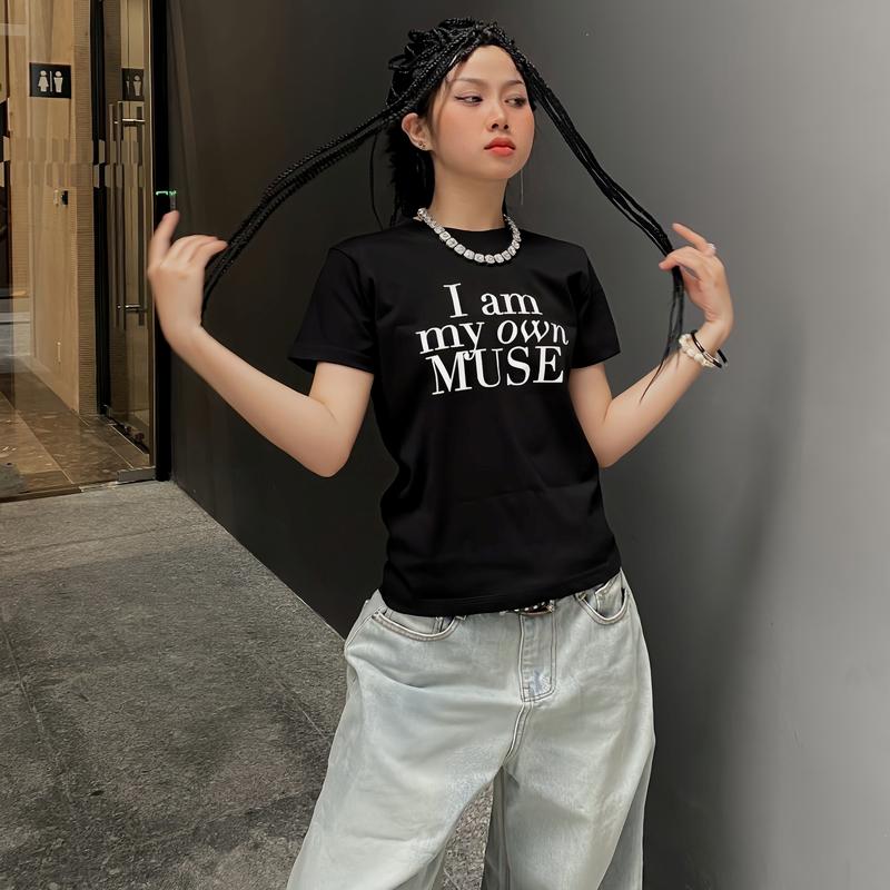 COMBO: Áo Thun Tay Lỡ Unisex DO YOU JUDGE ME BY MY SIZE + Áo Thun Baby Tee Unisex I AM MY OWN MUSE BABY TEE 100% Cotton 4 chiều - VYAN Brand Chính Hãng Top Cổ Tròn Nữ Women Thông thường 5