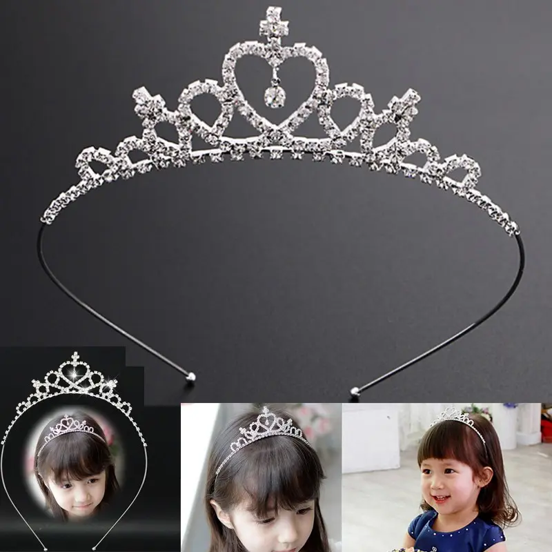 COD Ready Stock Gadis Berlian Imitasi Princess Crown Headband Tiara Hair Sticks Princess Hairbands Aksesoris Rambut