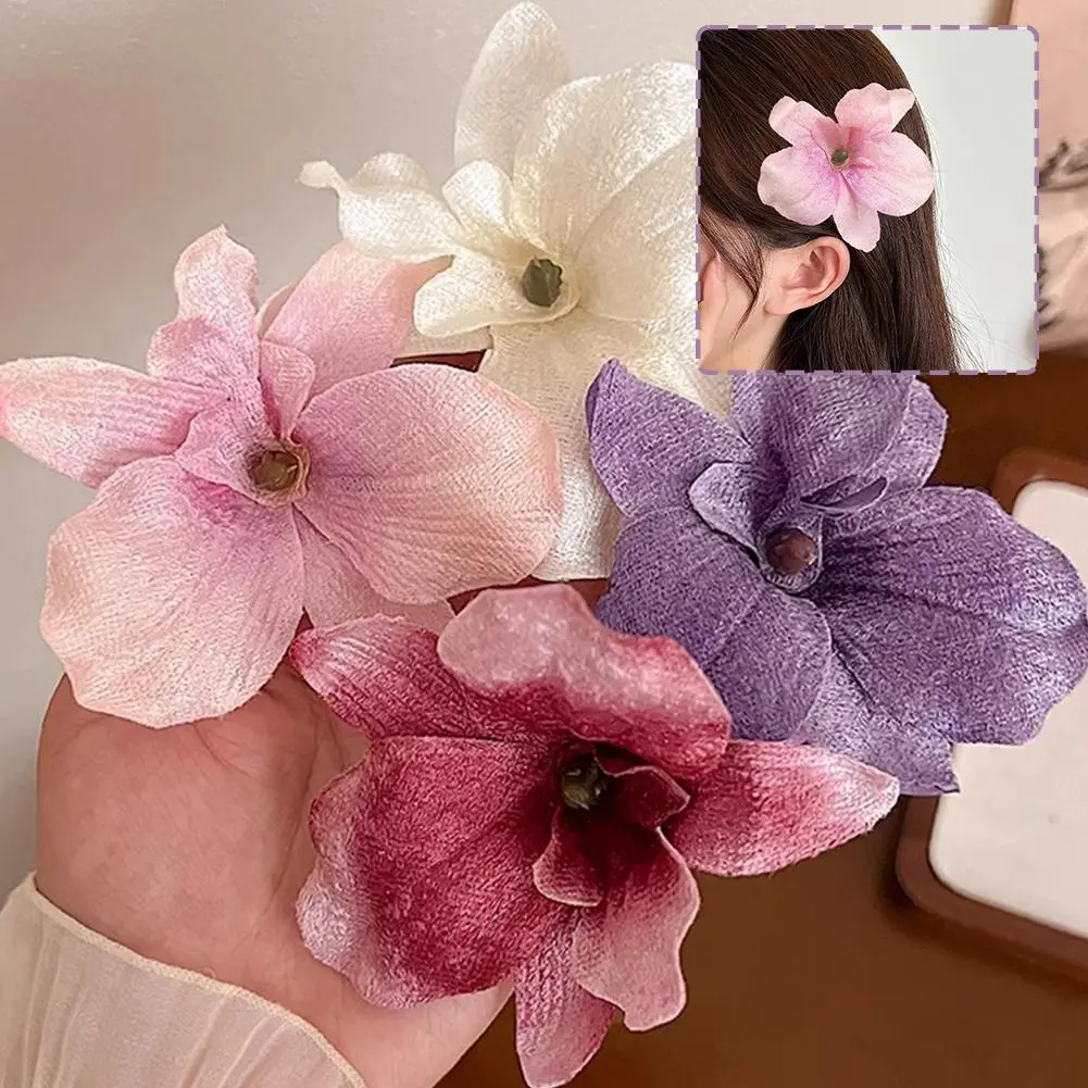 Cloth Flower Hair Clip Butterfly Orchid Girl Hair Clip Sweet Bohemian Style Orchid Flower Hairpin Girl