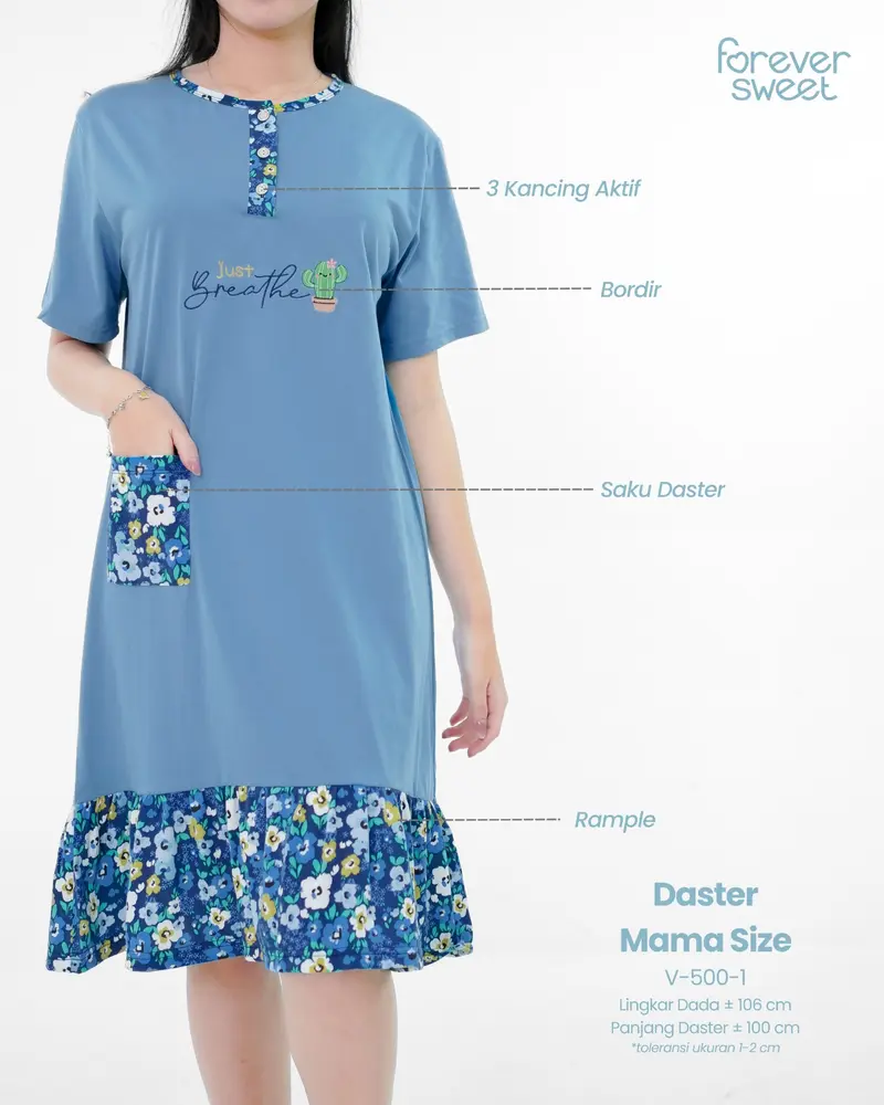 Product Introduction of FOREVER SWEET Daster Mama Size XL Ld110 Premium Busui Kancing Kantong Motif 0