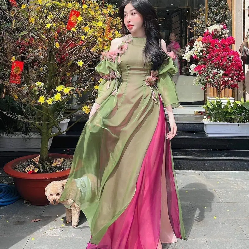 Áo Dài Thiết Kế Voan Tơ Trẻ Trung Sang Trọng 3