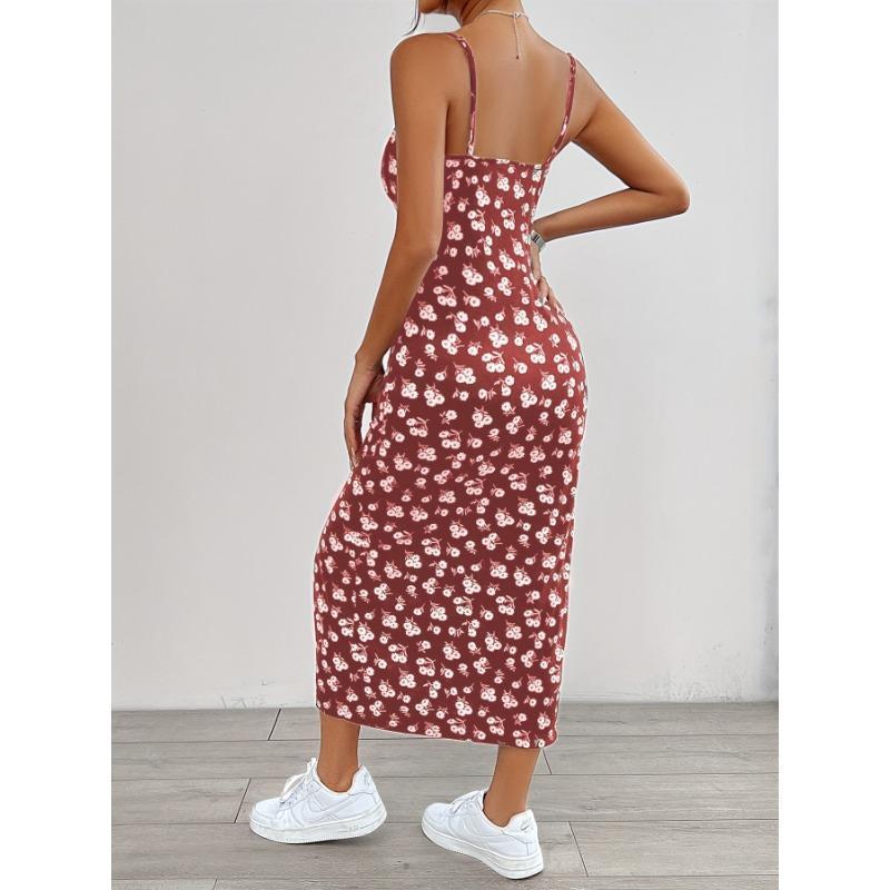 Floral Print Split Hem Cami Dress, Elegant Sleeveless Spaghetti Strap Dress For Spring & Summer, Women's Clothing Formal Womenswear Workwear Comfort 7