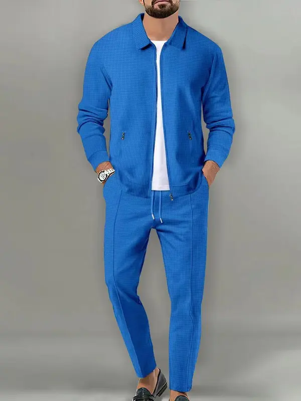 Sporty Two-piece Set Men's Plain Zip Up Jacket & Drawstring Waist Pants Tracksuit Set, Men's Sportswear for Gym Workout Running, Casual Gym Wear, Athleisure Style, Athleisure Summer Clothes 5