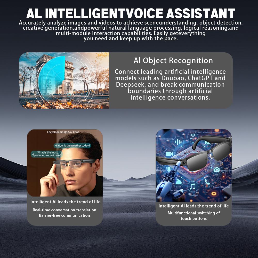 Smart Glasses With Wifi Transmission Dual-Microphone Call Noise Reduction Ai Translation 8 Million Pixels Bluetooth Calling - Image 4