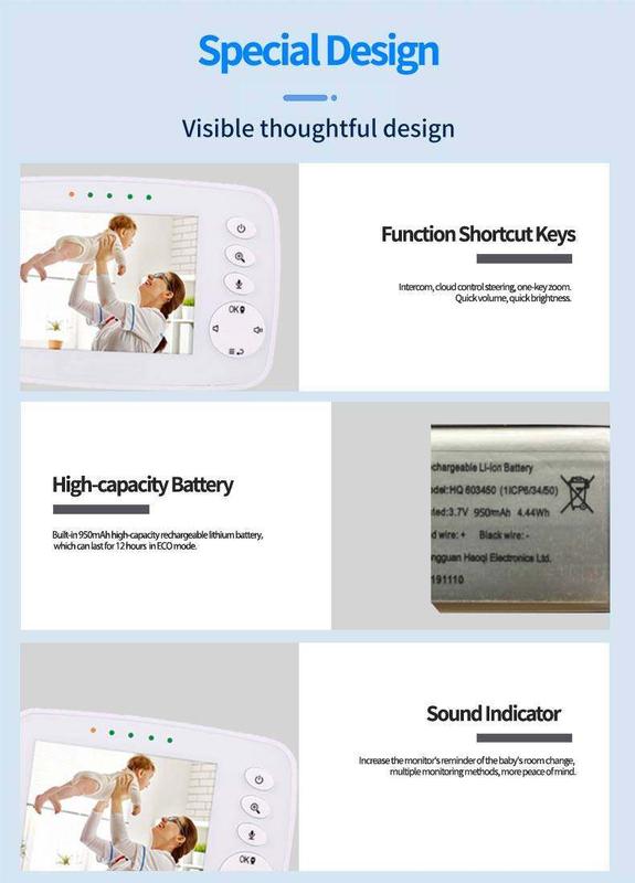 Product Introduction of Baby Monitor Video With Camera SM32 3.2 Inch TFT LCD Portable Monitor IR Night Vision Two Way Talk Temperature Sensor Lullabies 93
