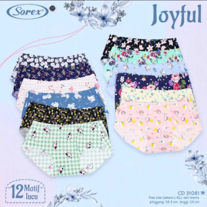 50 ribu - 3pcs SOREX 31081 Celana Dalam Wanita Dewasa | Cd Seamless motif free size fit to XL motif Bunga