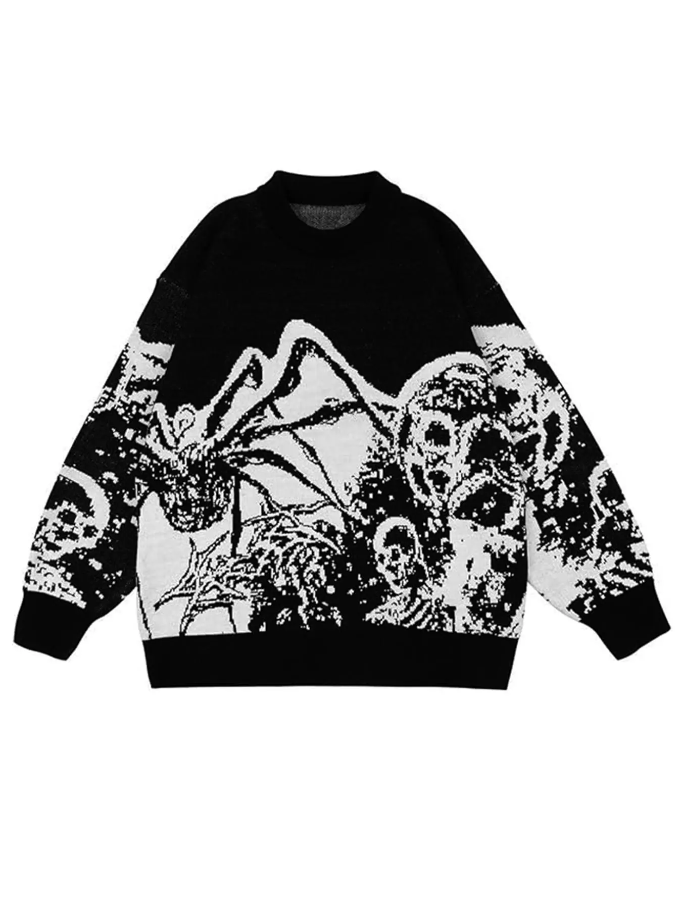 Men's Halloween Skull Print Drop Shoulder Sweatshirt, Regular Fit Casual Soft Comfy Long Sleeve Round Neck Pullover for Fall & Winter, Men's Clothes for Daily Wear