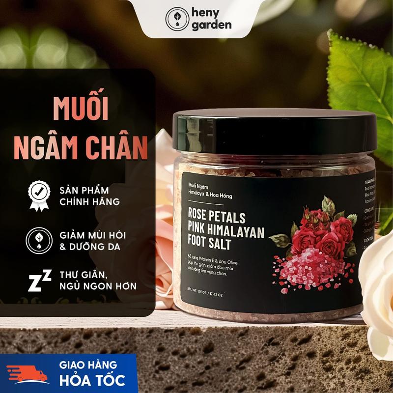   MUA 1 TẶNG 1  Muối Ngâm Chân Thảo Dược HIMALAYA & HOA HỒNG Bổ Sung Dầu Oliu & Vitamin E HENY GARDEN 