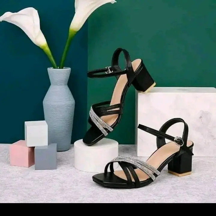 sandal nữ mũi chéo dây đá gót 3cm và 6cm