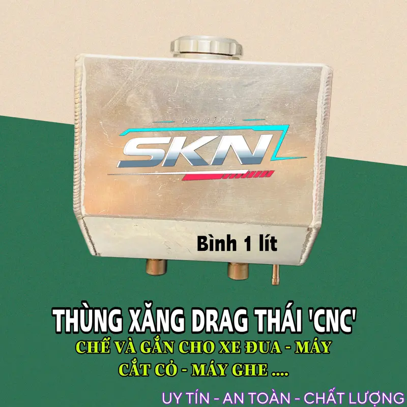 Thùng xăng lớn nhôm cnc cho xe Drag 1 lít chế và gắn được nhiều dòng xe và máy khác nhau 0