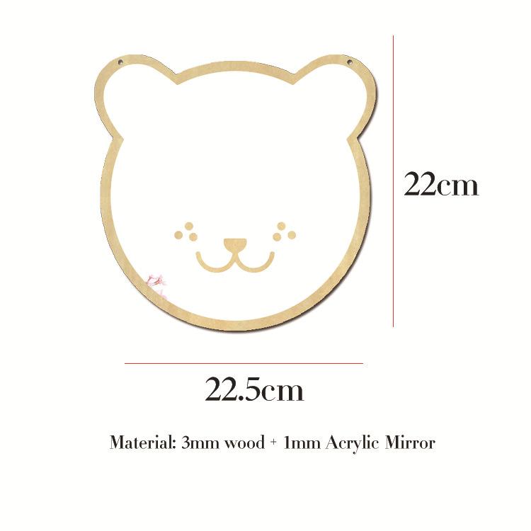 Product Introduction of Acrylic Wooden Mirror Cute Teddy Bear Mirror Home Decor Creative Home Wooden Crafts Wall Decorations Makeup Mirrors 1