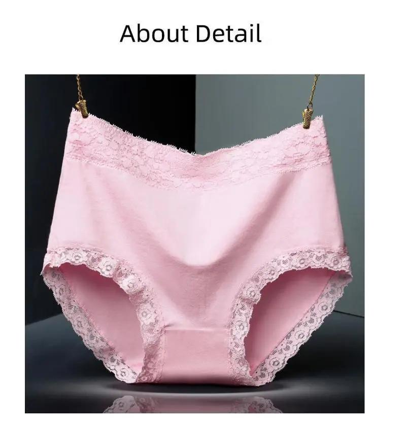 Product Introduction of 4Pcs Women Underwear High Waist Cotton Panties Plus Size Soft Breathable Panties Lingeries Panty Shorts Underpant Lady 11