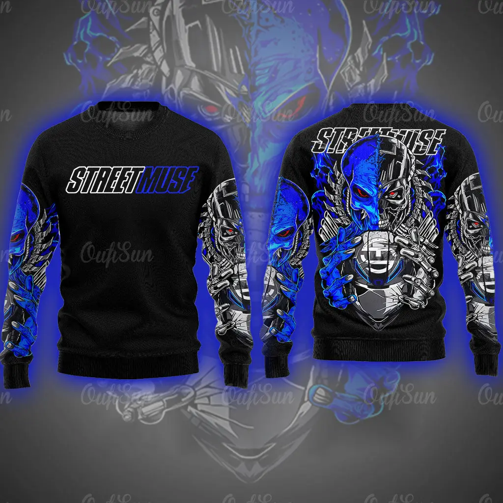 Fashion Long Sleeves T-shirt for Men Motorcycle Club Sweatshirt 3d Print Male Clothing Retro Street Motorcycle Sweatshirt Round Neck Pullover Men's Top