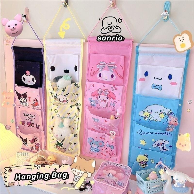 Túi Treo Cửa Tường, Kawaii Sanrio, Thiết Kế Hello Kitty, Cinnamoroll, Kuromi, Pochacco, Ngủ Ngon, Túi Đựng Đồ Tủ Quần Áo Nhiều Ngăn, Túi Lặt Vặt