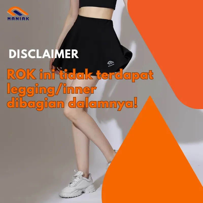 MANIAK Rok Mini Short Skirt Flare Casual Olahraga Sport Tennis Poundfit Gym Voly Golf Senam Dancer Zumba Aerobik Bulutangkis Renang Sepeda Lari (ROK-03) 1