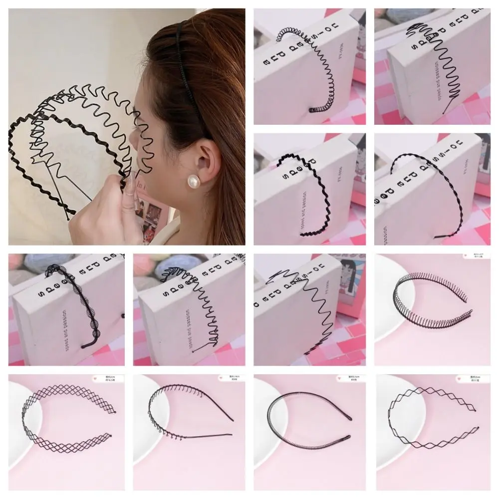 Creative Cross Wave Shape Headband Spring Shape Simple Thin Metal Hair Hoop Headwear Hair Accessories Men Hair Bands Female/Girls