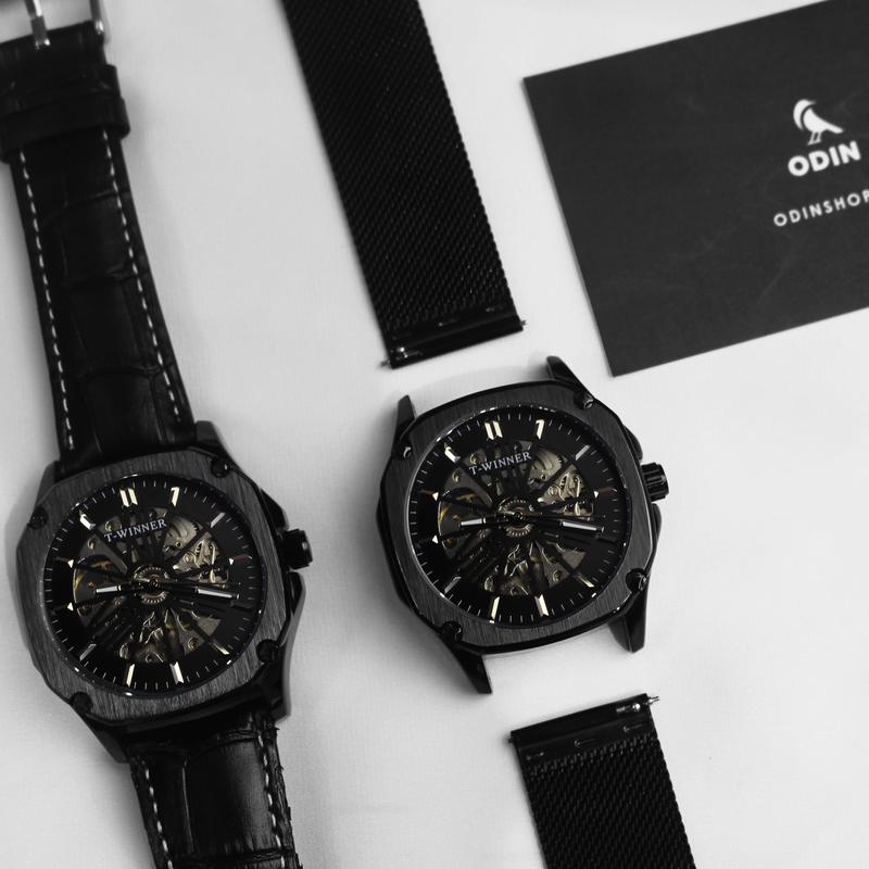 Product Introduction of Đồng hồ cơ nam T.Winner - Thiết kế skeleton lộ máy - Tặng kèm dây đeo hoặc vòng cuff titan Đeo Tay Watch 5