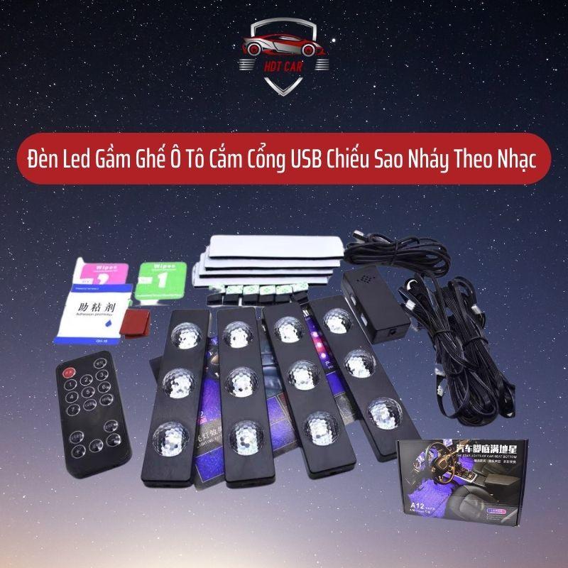 Đèn Led Gầm Ghế Ô Tô Chiếu Sao Cắm Cổng USB -Nháy Theo Nhạc Có Điều Khiển Tùy Chỉnh Màu Sắc led dẻo den led trang tri oto