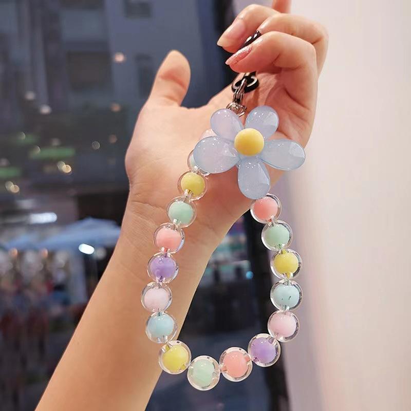 Dây Đeo Điện Thoại Di Động Thiết Kế Hoa Sử Dụng Kép Đầy Màu Sắc, Đính Cườm, Dây Đeo Tay Chống Thất Lạc, Làm Bằng Silicon, Thích Hợp Cho Điện Thoại Thông Minh Và Điện Thoại Di Động, Phụ Kiện 5