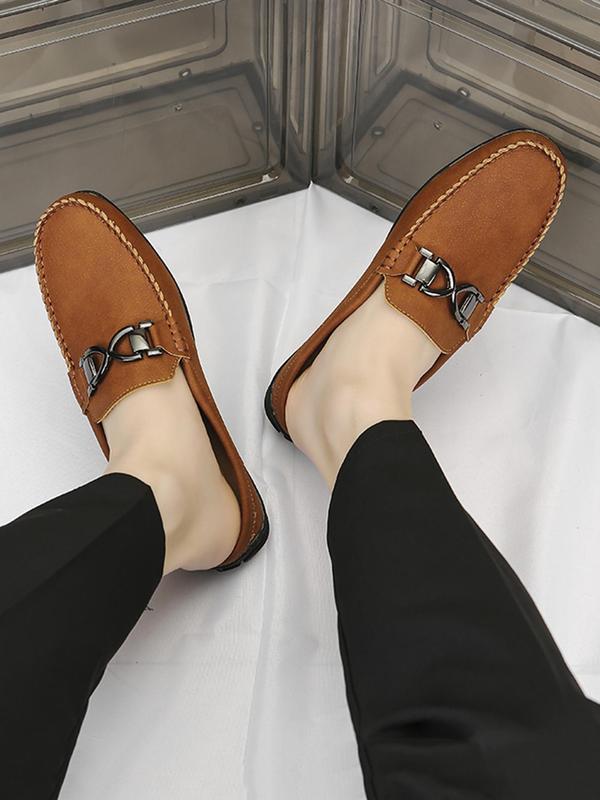 Men's Casual Solid Color Slip on Driving Shoes, Fashionable Breathable Comfortable Sports Slide, Male All-match Round Toe Shoes for Daily Wear, Boy 2