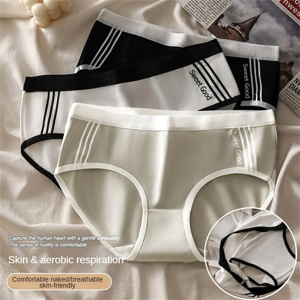 Pure Cotton Panties Seamless Briefs Mid-waist Double Layer Bottom Crotch Underwear Skin-friendly Breathable Lingerie