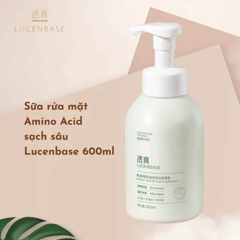 Sữa rửa mặt amino acid Lucenbase dọn sạch bã nhờn, kiềm dầu hiệu quả 600ml 0