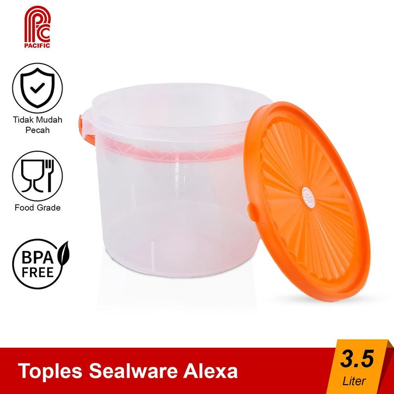 Product Introduction of PACIFIC Sealware Bulat Toples Plastik 3.5 Liter Alexa Food Container Wadah Makanan PAC-SEALWARE Varian Warna gagang hijau 3