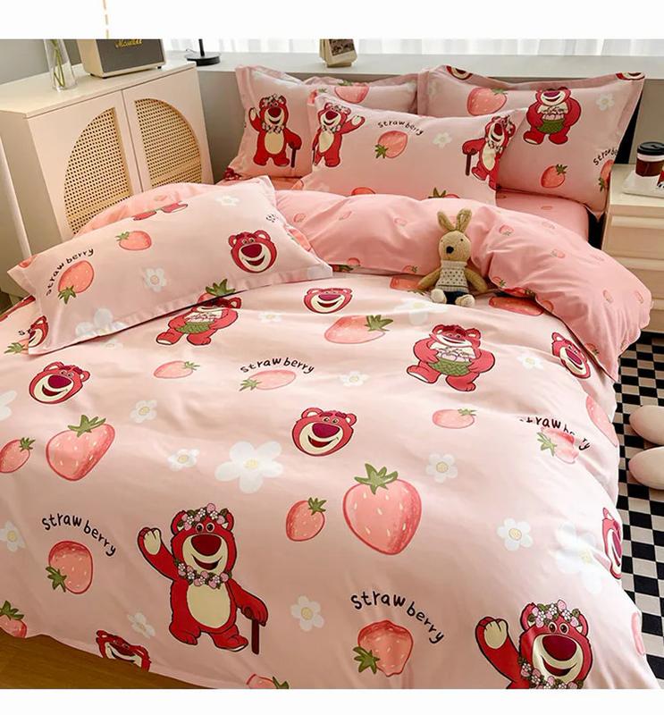 Product Introduction of EGW spring bedding set 3PCs cartoon Boys Girls bed linen Grey Lion pink bear pillowcase printed home linen for children kids 16
