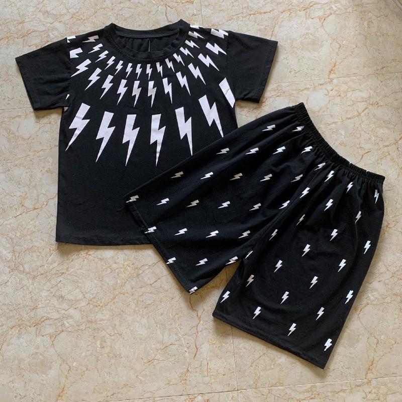 Bộ Đồ Nam bé trai Hình Tia Sét Kiểu Cách Mới Cực Phong Cách - Bộ Quần Áo chất cotton tàu gồm  màu: đen size từ 15kg - 40kg