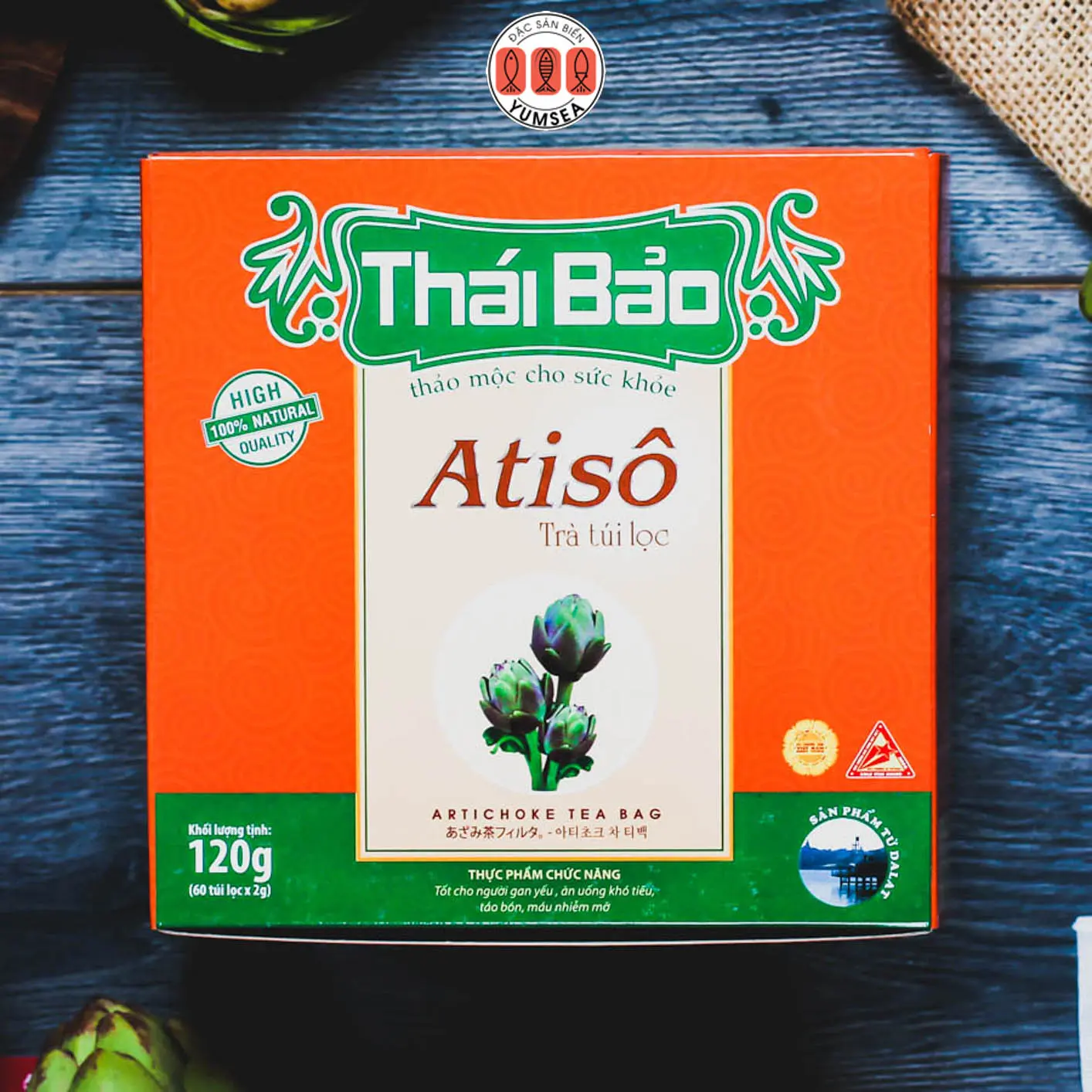 Trà atisô túi lọc, 60 tép, hộp, mẫu truyền thống,