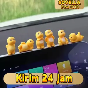 6 Pcs Nailong Mini Figure / Pajangan Dashboard Mobil & Meja Lucu Dino Kuning / Hiasan Kreatif Anti Slip PVC / Dekorasi Koleksi Mainan Imut & Kantor