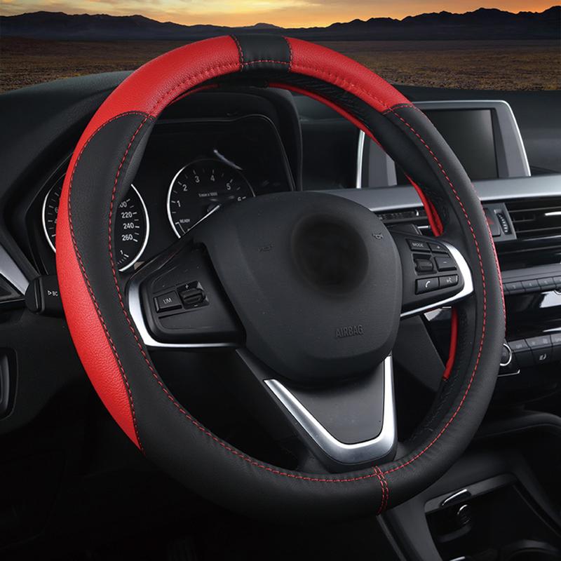 Car Steering Wheel Cover Microfiber Leather Breathable Non-Slip Steering Wheel Cover Pu Leather Universal 37-38 Cm Four Seasons Universal 0