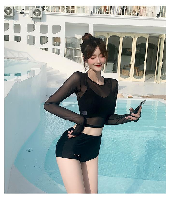 Product Introduction of New Swimwear Women's Three-Piece Set Split Sexy Cover Belly Slim Fairy Style Ins Long Sleeve Sunscreen Swimwear 4