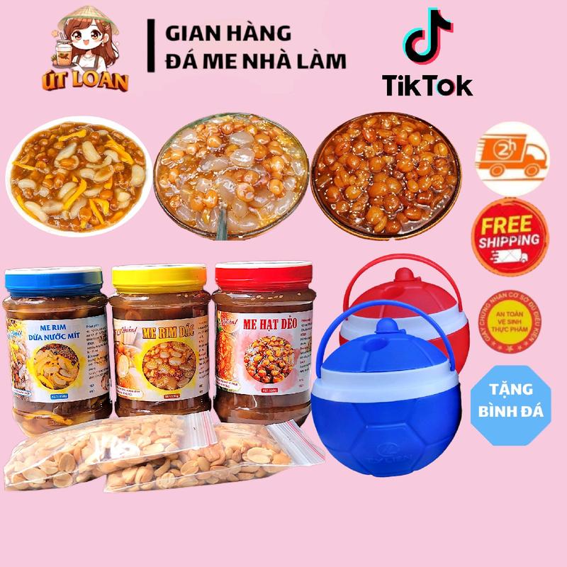 [TẶNG BÌNH] Combo 3 hủ (hủ 550gr) 1,6kg mix: (ME DẺO, ME RIM ĐÁC, ME ĐÁC MÍT, ME DỪA NƯỚC, ME DỪA NƯỚC MÍT, ME THẠCH DỪA, ME TRUYỀN THỐNG) tặng bình đá trái banh 1,2lít màu ngẫu nhiên, kèm 2 gói đậu phộng rang 2